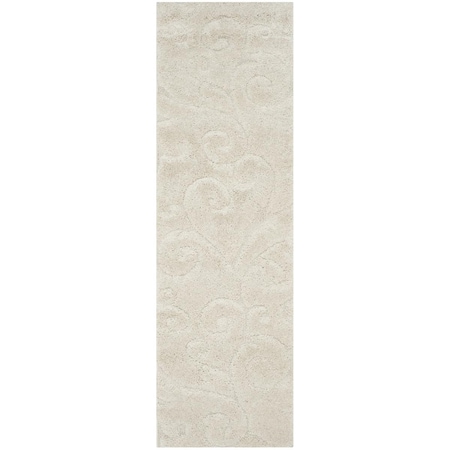 Safavieh 2 ft. 3 in. x 21 ft. Shag Power Loomed Runner Area Rug, Creme SG455-1111-221